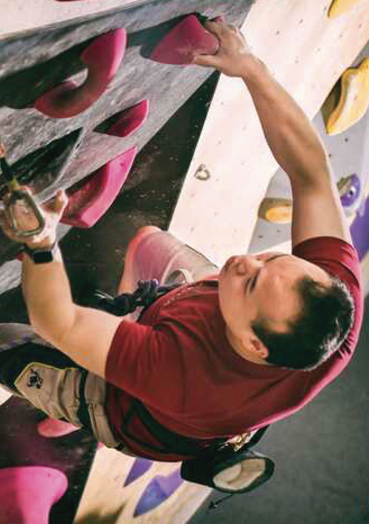 Man climbing at Brooklyn Boulders