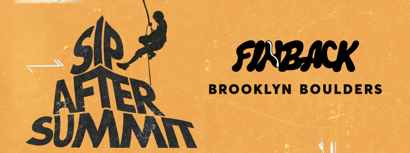 Banner Graphic for Brooklyn Boulders Finback event, Sip After Summit